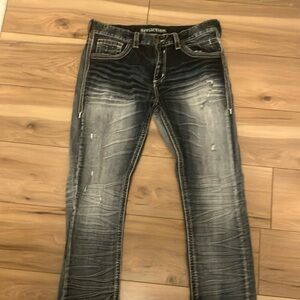 Affliction Black Bootcut Jeans Distressed Style